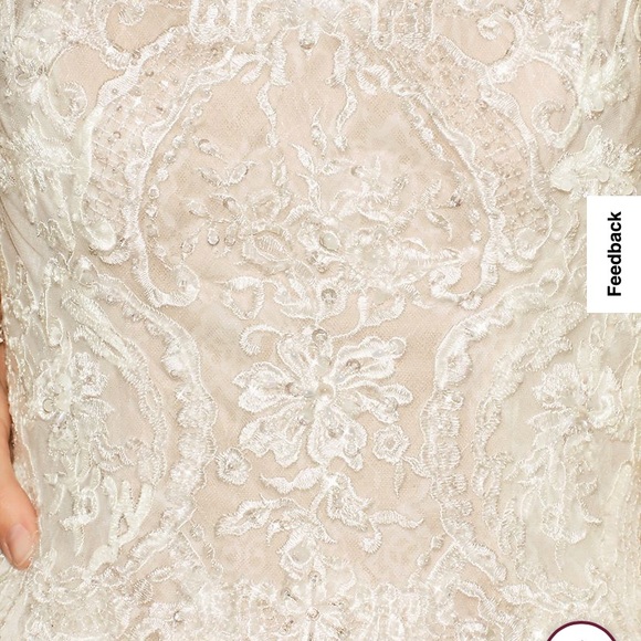 Beaded Lace Wedding Dress with Pleated Skirt - Picture 9 of 13